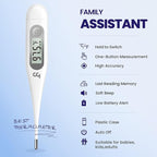 Femometer Thermometer for Adults and Kids, Digital Thermometer with Fever Alert, Memory Recall, C/F Switchable, for Oral, Rectal or Under Arm Use, Grey