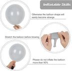 RUBFAC 129pcs Gray Balloons Different Sizes 18 12 10 5 Inches Matte Grey Latex Balloon Garland Arch Kit for Birthday Party Graduation Baby Shower Wedding Holiday Decoration