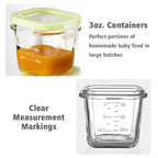Matyz 4-Pack Glass Baby Food Containers with Airtight Lids and Stackable Tray (Mint Green, 3 OZ Each) - Glass Food Containers Freezer Safe for Baby Toddler - Stackable Baby Food Containers Glass