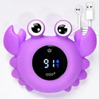 TKY Baby Bath Thermometer with Floating Toys & Room Temperature Monitor - Rechargeable Digital Thermometer with Temperature Alerts, Bath Essentials for Newborns, Infants Crab (Purple)