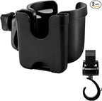 Accmor Stroller Cup Holder with Hook, Bike Cup Holder, Universal Cup Holder for Uppababy Nuna Doona Strollers, 2-in-1 Cup Phone Holder for Stroller, Bike, Wheelchair, Walker, Scooter