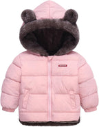 Infant Baby Winter Coat Bear Hooded Jacket Warm Fleece Snowsuit Windproof Outerwear for Toddler Boy Girl 9M-4T