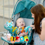 Stroller Toys, Car Seat Toys for Babies Infants 0-6 Months, Activity Spiral Plush Hanging Toy Gift for Baby Boys and Girls 0 3 6 12 Months Newborn Sensory Toy with Rattles Squeaker Music -Blue