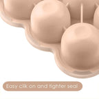 Samuelworld Baby Food Storage Container, 12 Portions x 2.5oz - BPA Free Silicone Freezer Tray with Clip-On Lid for Breast Milk Storage, Homemade Baby Food, Vegetable & Fruit Purees - Brown