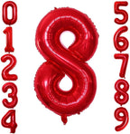 GOER 2 Pcs 42 Inch Red Foil Balloons Number 8,Huge Number Balloons for 8th 88th Birthday Party Supplies Anniversary Decorations