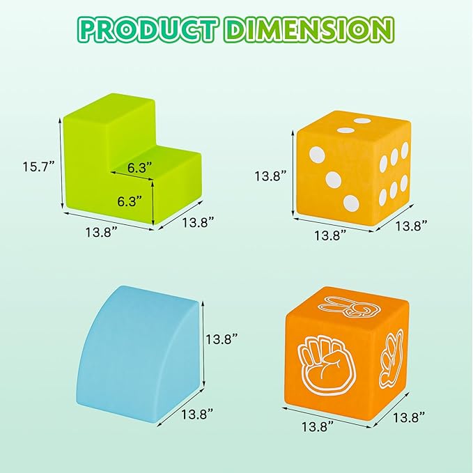 UMOMO Multi Form Combination Transformation 6 PCS Foam Climbing Blocks Gift for Children, Dice & Rock-Paper-Scissors Mode, Colorful Modular Climb Activity Play Set Toy for Toddlers Preschool Playroom