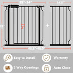 Fairy Baby Walk Through Baby Gate 43.5-48 Inch Wide, Pressure Mounted Safety Gate with Door No Drill, Black Tension Metal Gate for Dog and Toddler