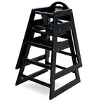 Wooden High Chair for Baby & Toddler – Restaurant-Style Stackable HighChair with Commercial Grade Solid Wood for Dining Table & Kitchen – Compact & Portable Design for Home & Restaurant Use - Black