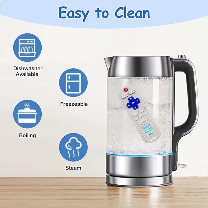 3 Pack Silicone Teething Toys - Teething Remote Control for Baby, BPA Free Baby Chew Toys & Easy to Hold Teether for Babies 6-12 Months, Soothing Gifts for Christmas (Black&Deep Red&Gray)