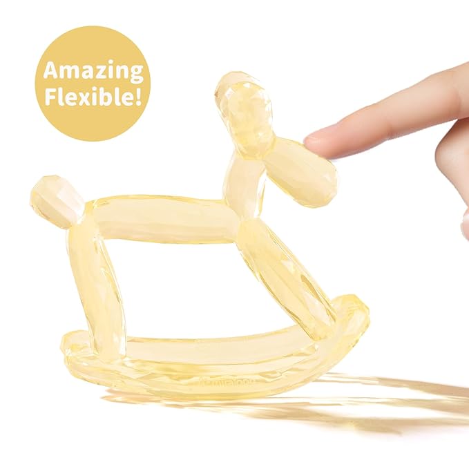 Crystal Jelly Baby Teether – Jellydog Teething Relief Toy for Infants 3-6 Months, Silicone Handheld Teething Toy, BPA-Free, Odorless, Prevents Choking, Safe for Babies (Citrine)