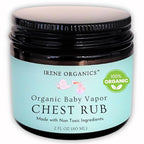 Irene Organics Organic Baby Vapor Chest Rub Clean Vapo Rub Made with Non Toxic Ingredients, Organic Cough & Congestion Relief Balm, Safe Natural Eucalyptus & Lavender Rub for Newborns & Kids