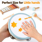 Baby Musical Instruments - Montessori Musical Toys for Toddlers 1-3, Wooden Percussion Instruments Set, Neutral Colors Modern Boho Music Toys for 1 Year Old, Kids Preschool Educational Birthday Gifts