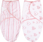 Biloban Swaddle Blankets for Baby Girl, Baby Swaddles 3-6 Months, Baby Swaddle Cotton, Newborn Swaddle, Baby Essentials, Lovely Pink Print, 2 Pack