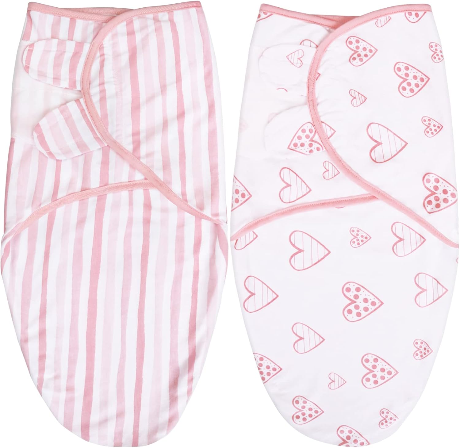 Biloban Baby Swaddles 0-3 Months for Girls - Cotton Swaddle Blanket, Newborn Essentials, Lovely Pink Print, 2 Pack