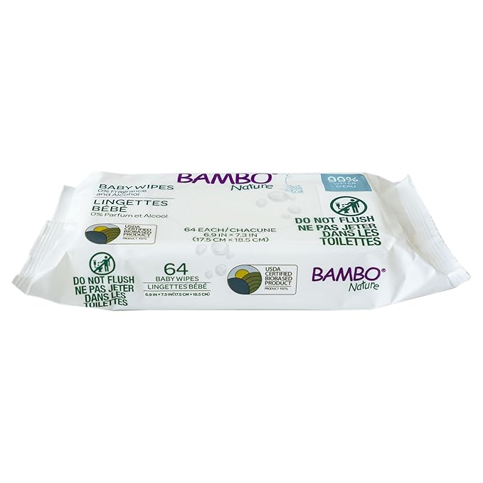 Bambo Nature USDA Certified Biobased Baby Wipes 64 Count