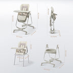 6 in 1 Convertible High Chairs for Babies and Toddlers,Portable High Chair with Dishwasher Tray and 4 Wheel,Booster Seat for Dining Table,Foldable Toddle and Baby Feeding Highchair (White)