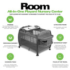 Joovy Room-Playard, Nursery Center, Bassinet, Changing-Table, Charcoal