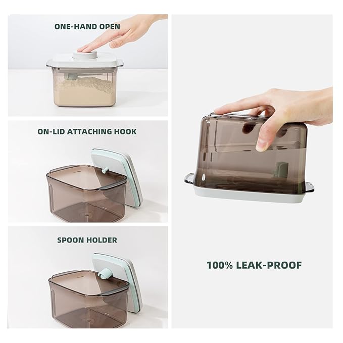 To Go Formula Container - 1000ml Airtight Milk Powder Container for Travel, Formula Dispenser with Scraper, 11OZ, 0.66LB, 300g, Brown