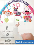 Pau1Hami1ton Baby Stroller Arch Toys, Car Seat Toys,Bouncer Toy Bar/Mobile for Bassinet,Adjustable Baby Hanging Toys Fit for Crib Bed,Stroller,Car Seat.S-19(Pink Zebra)