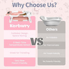 Collapsible Baby Bathtub for Newborn to Toddler (0-18 Month) - Portable Baby Bath Tub for Travel, Newborn Bathtub with Soft Towel and Floating Cushion (Pink)