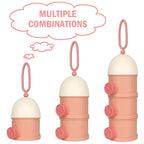 Accmor Formula Dispenser On The Go, 3 Layers Stackable Formula Container to Go, Non-Spill Portable Milk Powder Baby & Kids Snack Container, Pink