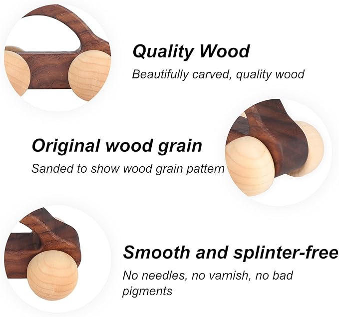 BOXOB Wooden Toys Cars, VehicleToy for Fine Motor Skill Development Wood Baby Push Race Car for Kids Toddlers Baby Boy Girl Birthday Nursery Decor Gift (Color 3)