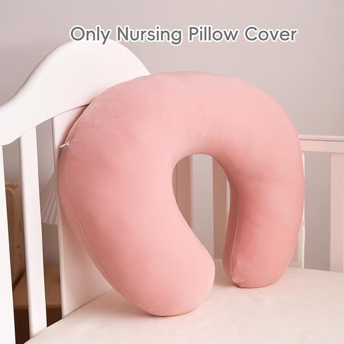 FUNUPUP Rayon Made from Bamboo Nursing Pillow Cover Compatible with Boppy Nursing Pillow, Stretchy Baby Nursing Covers for Breastfeeding Pillows for Boys Girls, Pink