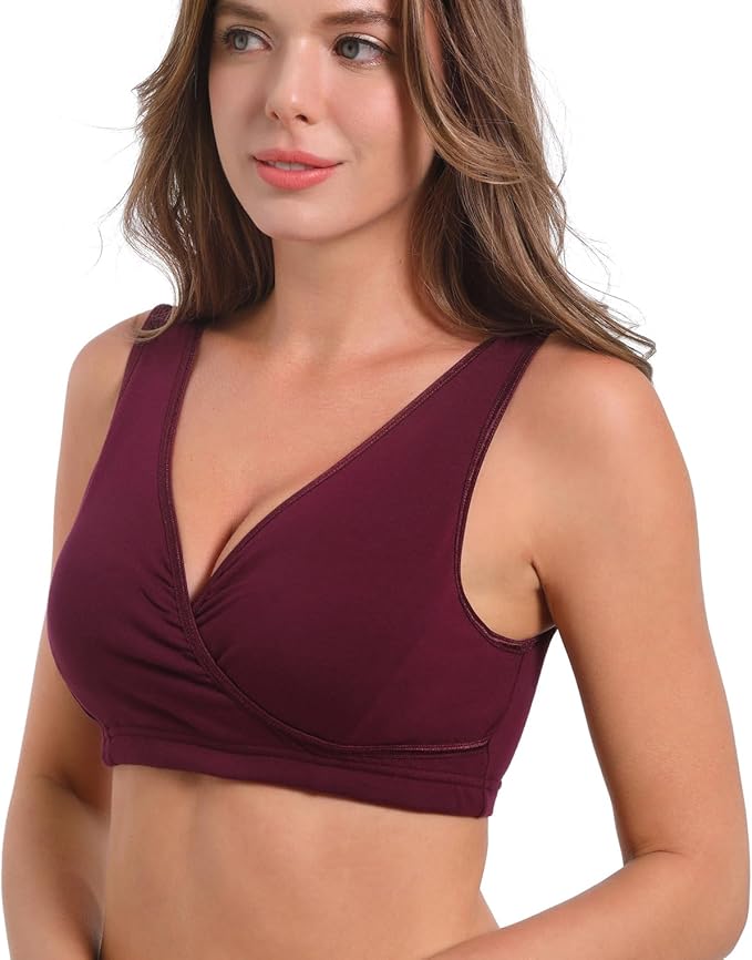 SUIEK 4 Pack Nursing Sleep Bra Maternity Bralette Cotton Breastfeeding Bras