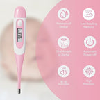 Clinical Digital Thermometer for Adults and Babies, Oral Armpit and Rectal Temperature Thermometer for Fever with Alarm, Flexible Tip
