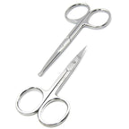 Pack of 2 Curved & Rounded Blunt Tip TSA Stainless Steel Small Scissors for Eyebrows & Eyelashes for Beard Trimming & Moustache, Baby Scissors for Nails, Nose & Facial Hair Scissor.