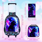 Kids Rolling Backpack for Girls, Roller Wheeled Bookbag - Wheeled Elementary School Bag