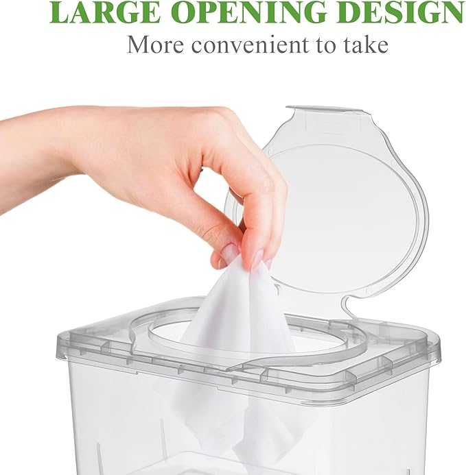 Ciieeo 3 Pcs Baby Wipes Dispenser Tissue Storage Box Wet Wipes Holder with Lid Refillable Wipe Case Container for Home Office Desk Transparent
