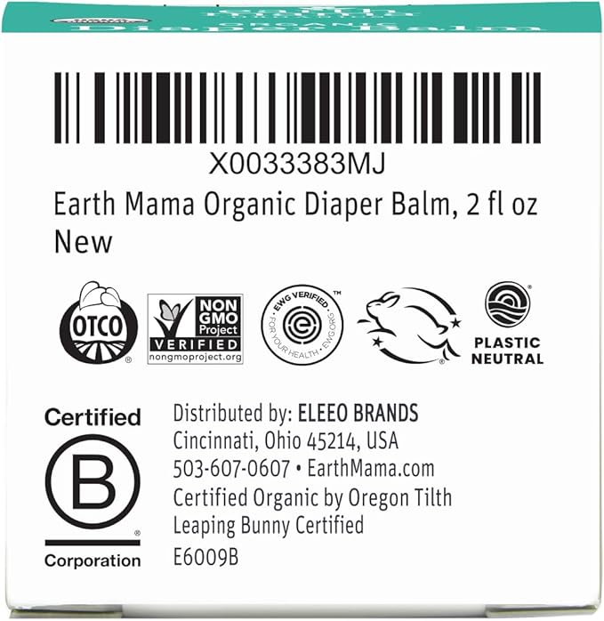 Earth Mama Organic Diaper Balm 2-Ounce | Diaper Cream for Baby | EWG Verified, Petroleum & Artificial Fragrance-Free with Calendula for Sensitive Skin