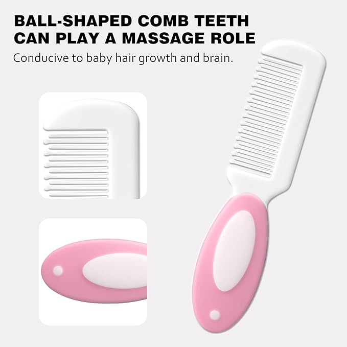 Baby Grooming Kit,Baby Health Care Kit,Baby Brush Soft Bristles 5 pcs Baby Nail Kit Nursery Care Kit Baby Hair Brush Hair Comb Nail Kit Safety Cutter Nail Clipper Set Pink