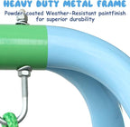 2-in-1 Toddler Swing Set with Metal Stand, Safety Belt & 4 Anchors - A-Frame Swing for Kids 6 Months+ (Blue, Indoor/Outdoor Backyard Playground)