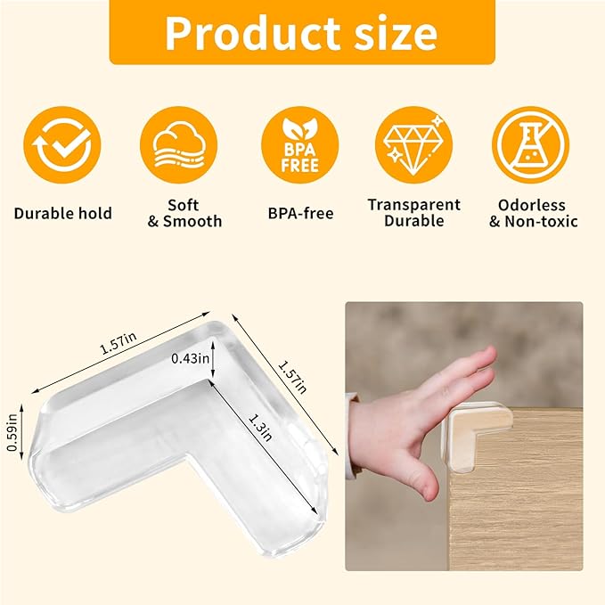 40 Pack Corner Protector Baby, L-Shaped Baby Proof Corners and Edges, Clear Table Corner Covers Baby, Baby Corner Protector Guards, Corner Guards for Table Edges & Sharp Corners