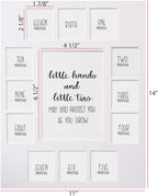 Rustic Red Door Co. Baby's First Year Picture Mat - Little Hands and Little Toes Photo Collage - No Frame - 13 Picture Slots - Newborn Birth to One Year Birthday - Watch Your Baby Grow (White Mat)