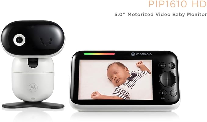 Motorola Nursery Video Baby Monitor with Camera, 5" Screen HD PIP1610, No WiFi, Wall Mount, Long Range, 2-Way Audio, Temperature Sensor, Motorized, Lullabies