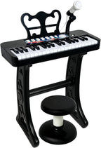 Love&Mini Piano Toy for Kids - 37 Keys Piano Keyboard Toy with Stool and Microphone, Black Electronic Musical Instrument Birthday Gift for Kids 3 4 5 6 7 8 Years Old Boys and Girls