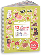 12 Months Sticker + Coloring Book (500+ Calendar Stickers for Kids & 12 Coloring Pages) Side by Side Activity Book, Fun Sticker Books, Boys & Girls Ages 2-4, 4-8, 8-10