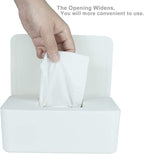 Diaper Wipes Dispenser, Tissue Storage Box Case, Wet Wipe Dispenser Holder with Lid for Home, Office, Cars (White)