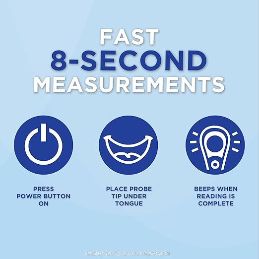 Healthwise Digital Thermometer | 8-Second Readout | Jumbo Backlit Display | Flexible Tip