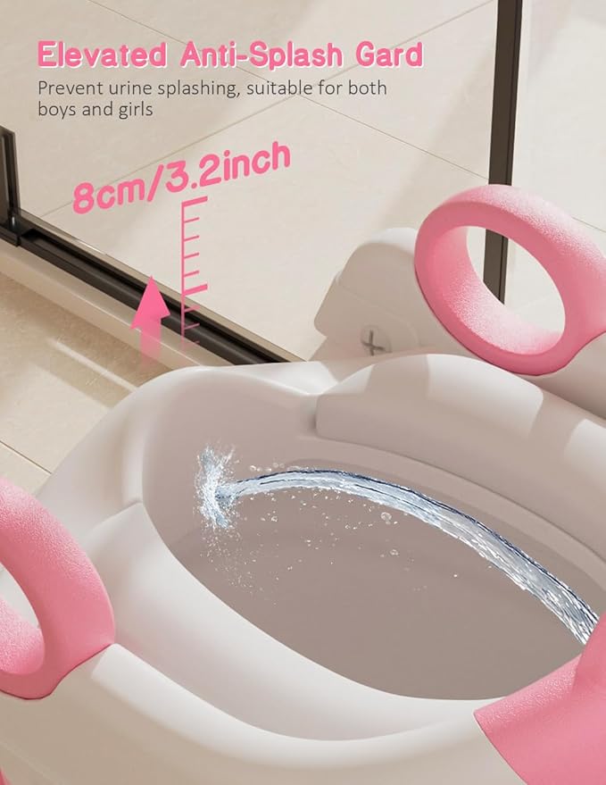 Potty Training Seat, Toddler Toilet Seat With Steps, 2 In 1 Toddler Potty Training Toilet With Splash Guard, Anti-Slip Step Stool Soft Mat, Adjust High Potty Seats For Toddlers Kids Boys Girls