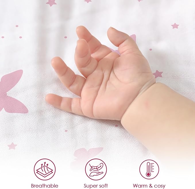 Butterfly Baby Blankets for Girls, Soft Nursery Minky Blankets with Muslin and Dotted Fleece Back 30x40 inches, Receiving Bed Quilt for Newborn, Infants, Toddlers