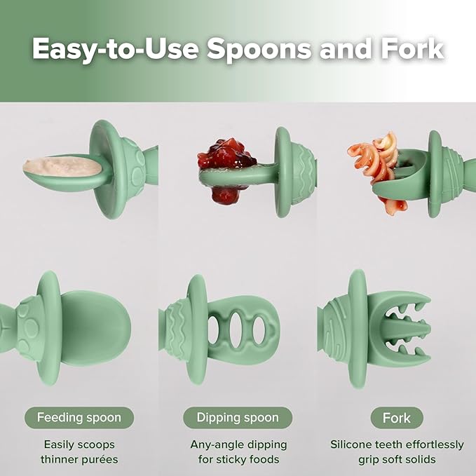 Haakaa Silicone Baby Spoons Self Feeding 6 Months – Baby Utensils with Anti-Choke Astronaut Handle, Easy-Grip, Gum-Friendly, Durable & Safe – Baby Spoons for BLW & First Stage Feeding