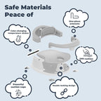 Baby Bath Seat-for Babies 6 Months & up with Temperature Alert+Soft Cushion+Suction, Toddler Bath Seat for Baby, Sitting Up with Baby Bathtub Seat, Grey