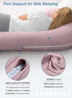 INSEN Pregnancy Pillow for Sleeping,Maternity Body Pillow for Pregnancy Women,Pregnancy Support Pillow for Back, Hip Pain, Pink