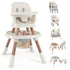 BABY JOY 16 in 1 High Chair, Convertible Baby Highchair for Babies and Toddlers with Activity Center, Booster Seat, Building Block Table, Toddler Chair with Safety Harness, Removable Tray (White)