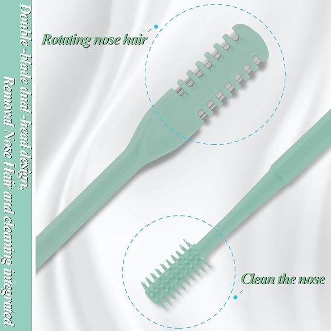Womens Nose Hair Trimmer, 2 in 1 Dual-Ended Nasal Hair Cutter, Safe Round Tip Nose Trimmer Women, Washable Stainless Steel Blades, Painless Hair Removal Tool, 3 Pcs