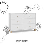 Storkcraft California 6-Drawer Double Dresser (White with Driftwood) - GREENGUARD Gold Certified, Interlocking Drawer System, Dresser Drawer Organizer for Kids Bedroom